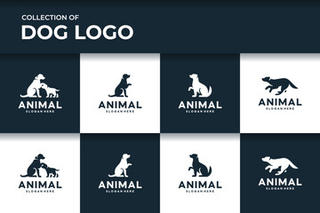 collection of dog logo , black color ,icon set , logo design template.