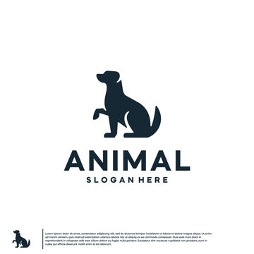 sitting dog logo , graphic , vector design template.