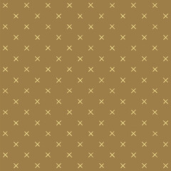 small hand drawn yellow crosses. sandy brown repetitive background. vector seamless pattern. geometric fabric swatch. wrapping paper. textile continuous design template