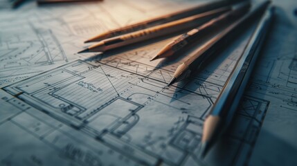 A pencil on an architectural plan.