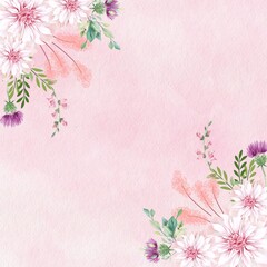 Light Pink background with corner flowers 