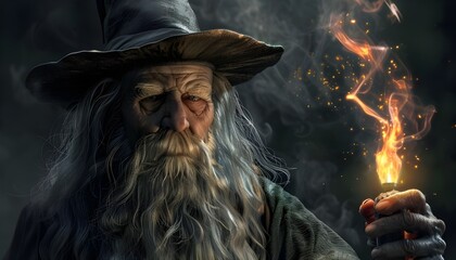Illustrations about wizards for movies, cartoons, or novels.