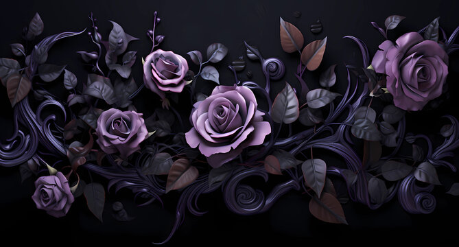 roses & violet on a dark background