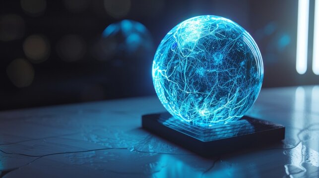 Close-up photo of a lightning ball on a table