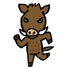 イノシシ　年賀状　イラスト