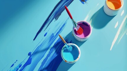Paint brush on a colorful background.