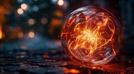 Close-up photo of a lightning ball on a table
