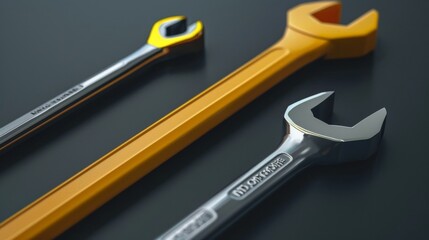 A close-up of a chrome wrench