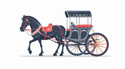 Fototapeta na wymiar Horse and vintage carriage icon isolated on white ba