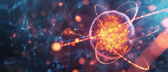 molecular structure of atom with technology background. 