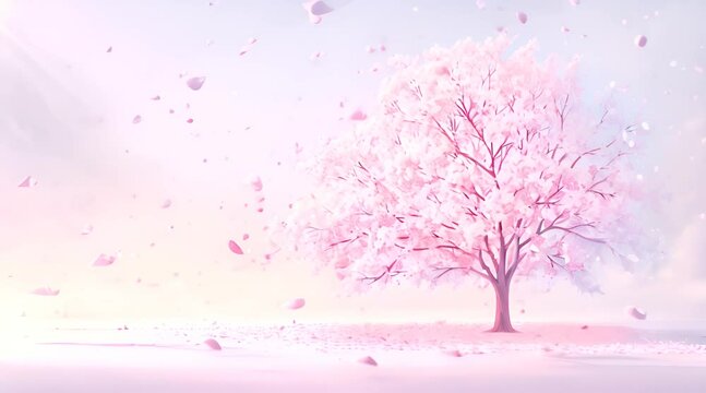 桜の花が舞い散る