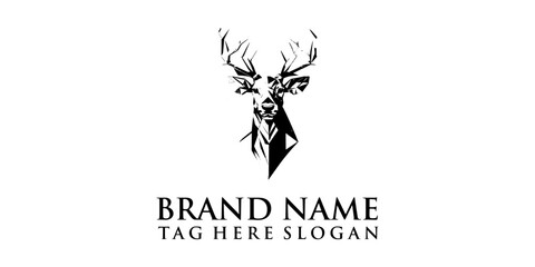 vector deer head  with a minimalist background