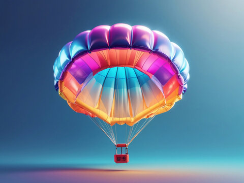 Hot air balloon blue stripe vector illustration. Graphic isolated colorful aircraft. Balloon festival. 3d illustration