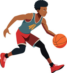 Naklejka premium Illustration of a basketball player running with ball on isolated white background