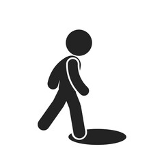 Isoalted pictogram of man fall in hole on street for safety, caution, danger signage