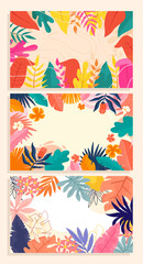 Vector illustration background that depicts the diversity of tropical forest leaves, simple and exclusive, can be for home decoration or handicrafts