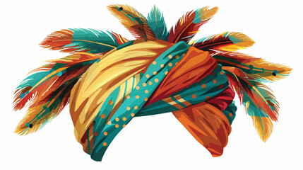 Obraz na płótnie Canvas Indian headgear turban with feather icon isolated 