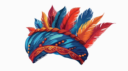 Obraz na płótnie Canvas Indian headgear turban with feather icon isolated 