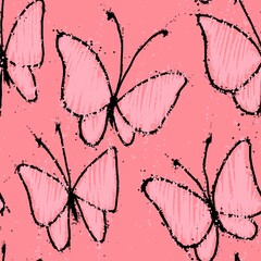 butterfly seamless abstract pattern background fabric fashion design print digital illustration art texture textile wallpaper apparel image with graphic repeat elements