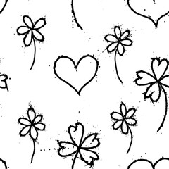 seamless abstract pattern background fabric fashion design print digital illustration art texture textile wallpaper apparel image with graphic repeat hearts  flowers elements