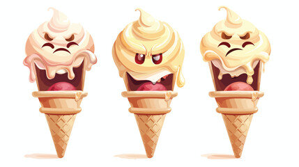 Ice cream emoji retro style isolated on white background