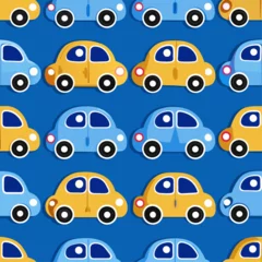 Glasbilder Autorennen cute cartoon seamless pattern with car 