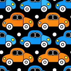 Stickers pour porte Course de voitures cute cartoon seamless pattern with car 