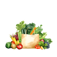 vegetables watercolor in a basket