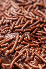 Closeup on Brigadeiro topping and sprinkles