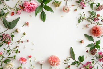 Colorful floral frame in white background