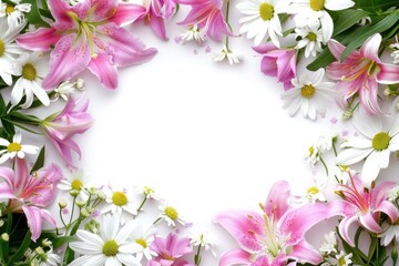 Naklejka na ściany i meble Colorful floral frame in white background