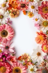 Colorful floral frame in white background