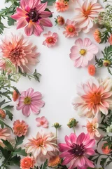 Foto op Canvas Colorful floral frame in white background © art