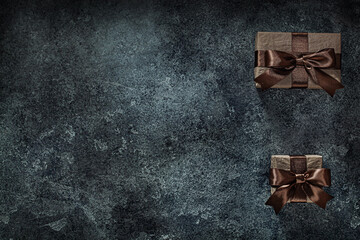Brown Vintage Classic Giftboxes On Dark Background