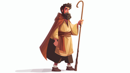 Joseph manger character with cane wooden vector illu