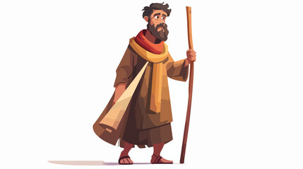Joseph manger character with cane wooden vector illu
