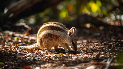 Um numbat, também conhecido como tamanduá-listrado, habilidoso.