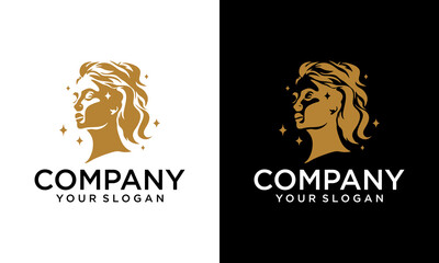 Creative beauty woman Hair logo design for salon, makeover, hair stylist, hairdresser, hair cut.