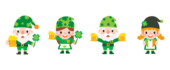 Gnomes Saint Patrick's Day Clipart, Gnome man and woman Saint Patricks,