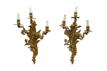 antique candlestick with candle  on a transparent background