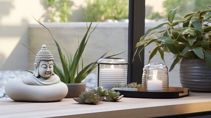 Modern Zen Garden Oasis Infuse your sunroom with modern Zen garden vibes