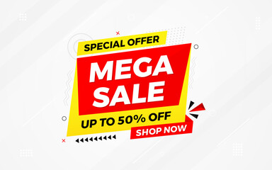 Mega sale banner template. Special offer discount background. Mega sale banner template design for web or social media, Sale special offer. abstract vector design.
