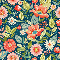 abstract flower pattern in doodle style. floral seamless vector background. floral pattern. hand drawn doodle design for prints, textile, fabric, wallpaper,