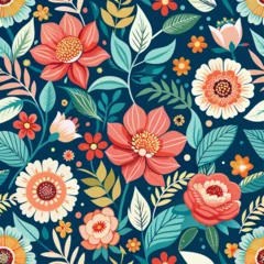 Foto op Canvas abstract flower pattern in doodle style. floral seamless vector background. floral pattern. hand drawn doodle design for prints, textile, fabric, wallpaper, © night