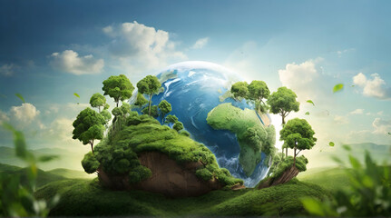 world environment and Earth day concept with green globe. generative.ai