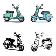 Scooter (Motor Scooter). simple minimalist isolated in white background vector illustration