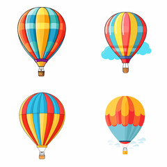 Hot Air Balloon (Colorful Hot Air Balloon). simple minimalist isolated in white background vector illustration