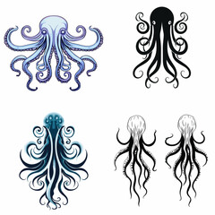 Fototapeta premium Alien Tentacles (Strange Alien Tentacles). simple minimalist isolated in white background vector illustration