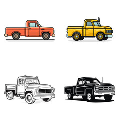 Truck (Pickup Truck). simple minimalist isolated in white background vector illustration