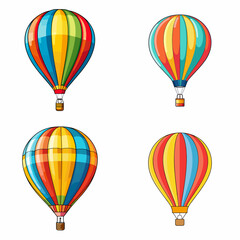 Hot Air Balloon (Colorful Hot Air Balloon). simple minimalist isolated in white background vector illustration